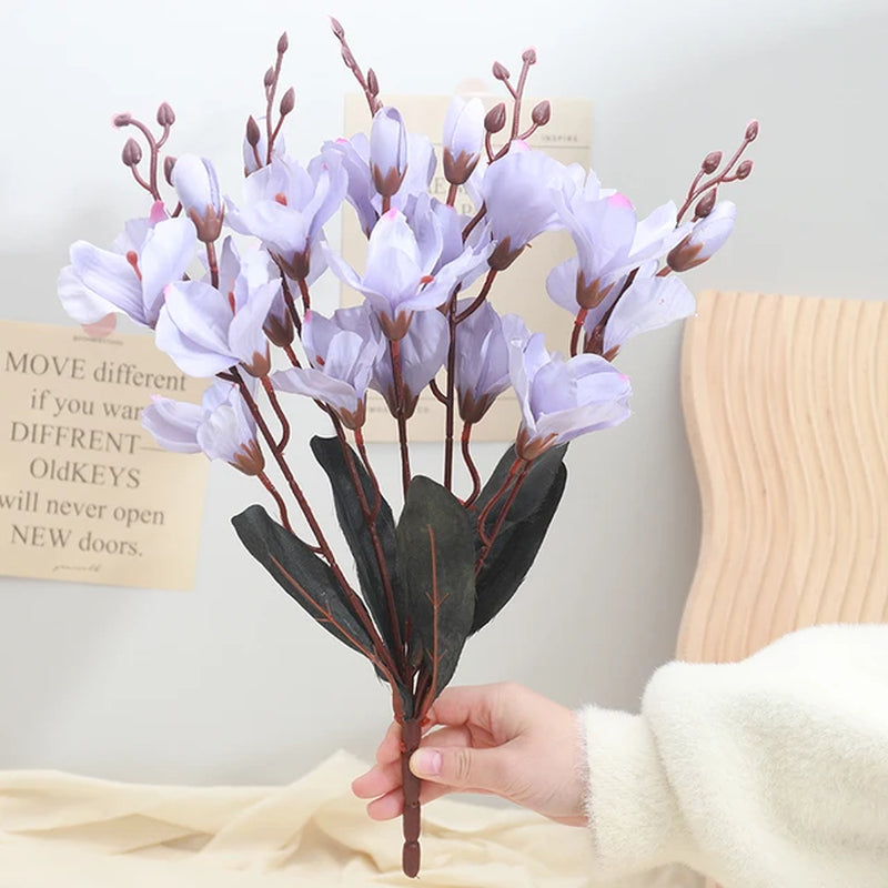 YAJIOP| 5 Forks Artificial Magnolia Flowers 