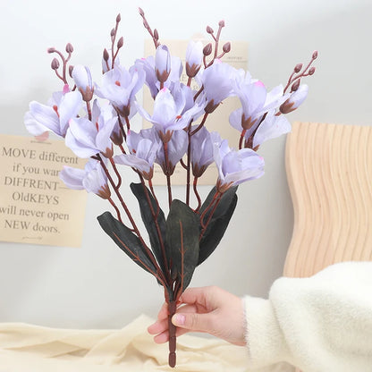 YAJIOP| 5 Forks Artificial Magnolia Flowers 