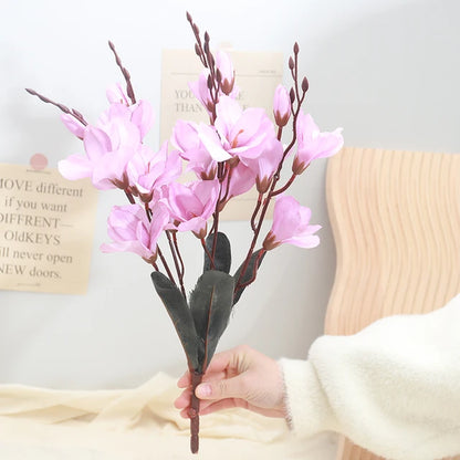 YAJIOP| 5 Forks Artificial Magnolia Flowers 