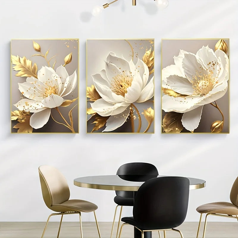 KEWTG| 3PCS  White Flower Painting