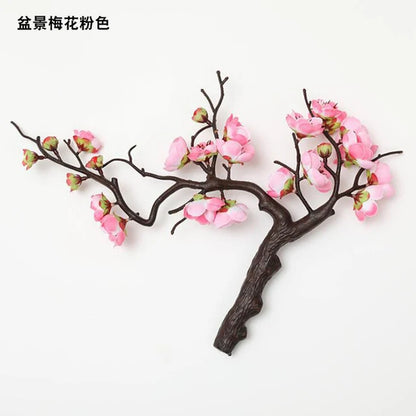 Cherry Red Plum Blossom Silk Artificial Flowers Plastic Branch for Wedding Home Decor Interior Decoration Foam Berry Fake Flower