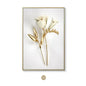 KEWTG| Scandinavian Classic Fashion Wall Art Gold White Botanical Leaves 3D HD Canvas Poster Prints Home Bedroom Living Room Decoration