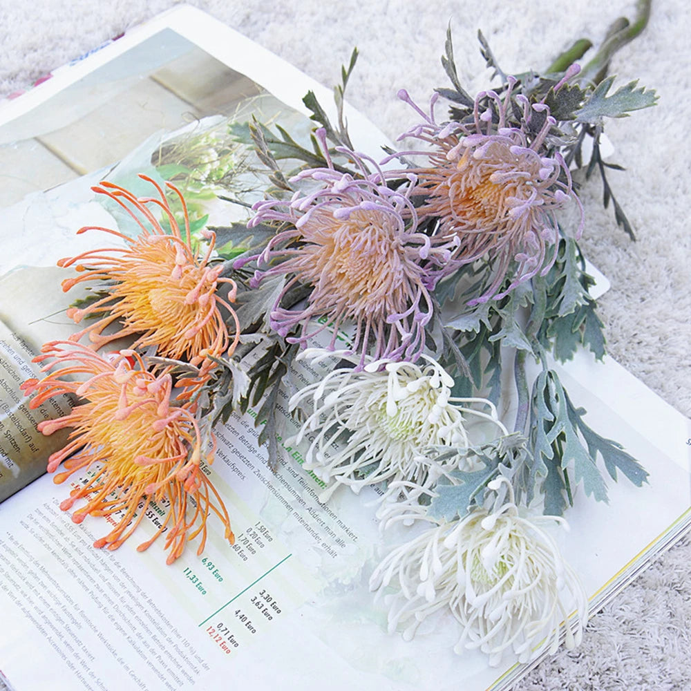 LOIUI| Artificial 2 Fork Pincushion Flowers