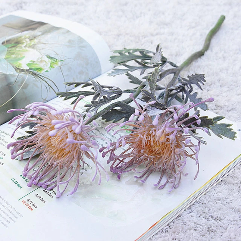 LOIUI| Artificial 2 Fork Pincushion Flowers